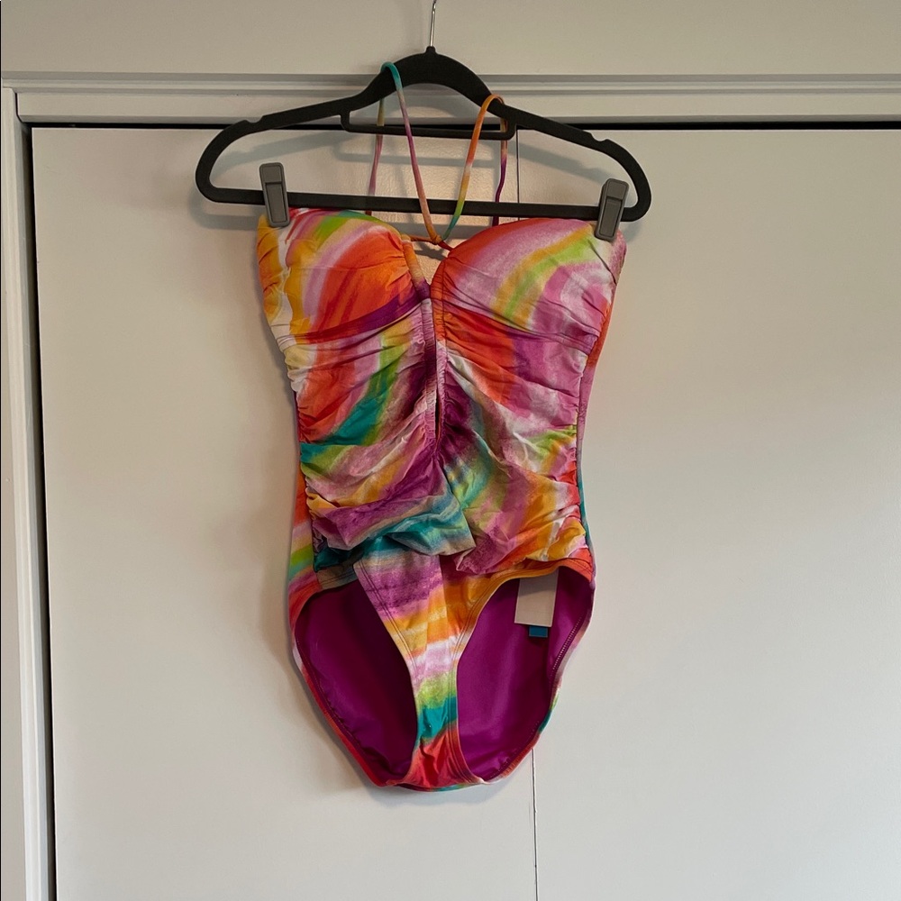Colorful Bandeau Swimsuit One-piece NWT